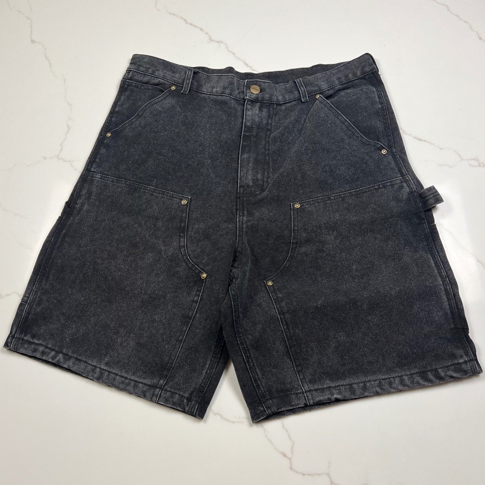 Carhartt Carpenter Shorts Mens 34 Black Double Knee Duck Canvas B01-BLK